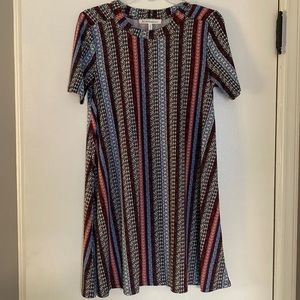 BCBG stretch flow shirt dress multi patterned